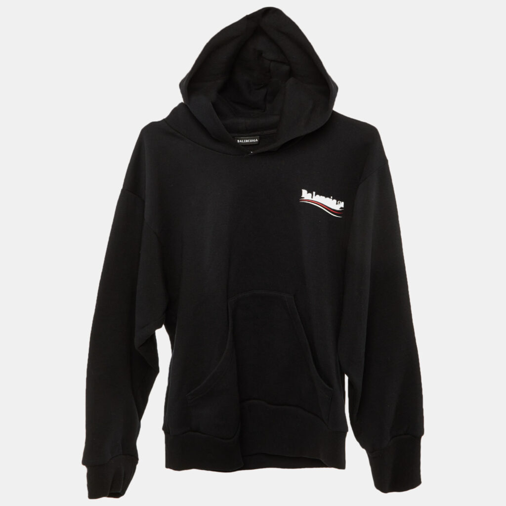 Balenciaga Kids Black Logo Print Cotton Hoodie Size 10 Yrs Balenciaga Kids Black Logo Print Cotton Hoodie Size 10 Yrs