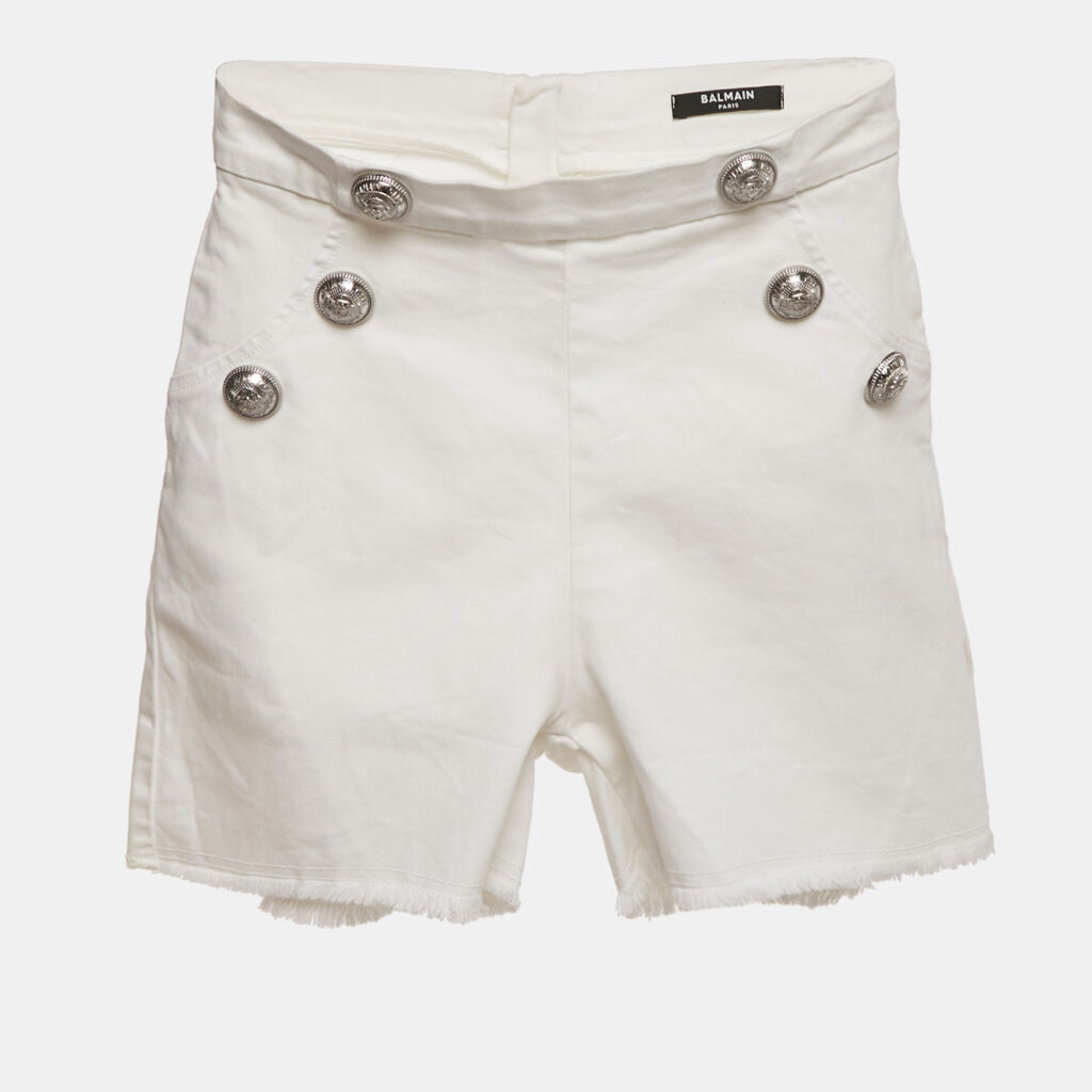 Balmain White Denim Button Detail Shorts 12 Yrs Balmain White Denim Button Detail Shorts 12 Yrs