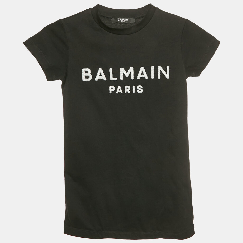 Balmain Kids Black Logo Sequin Cotton T-Shirt 4 Yrs Balmain Kids Black Logo Sequin Cotton T-Shirt 4 Yrs