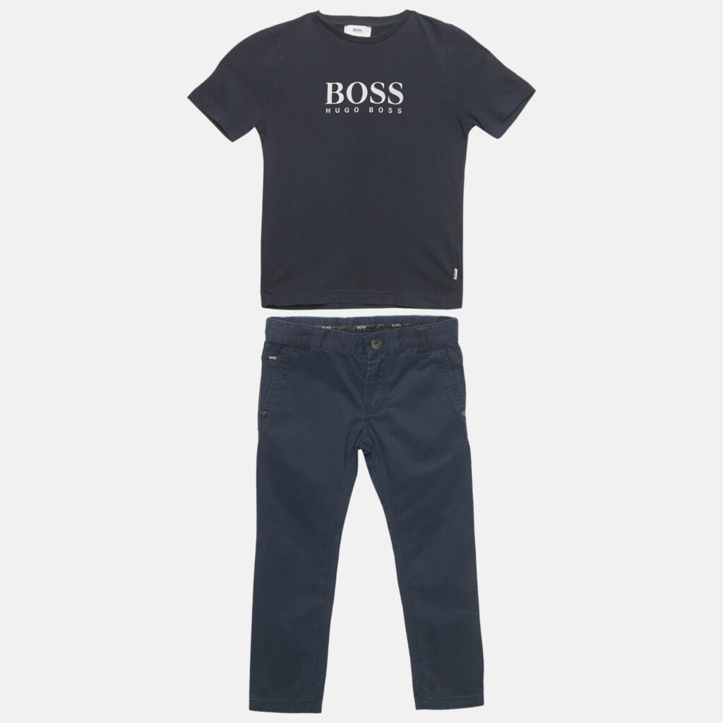 Boss By Hugo Boss Kids Navy Blue Printed T-Shirt and Pants Set 4 Yrs Boss By Hugo Boss Kids Navy Blue Printed T-Shirt and Pants Set 4 Yrs