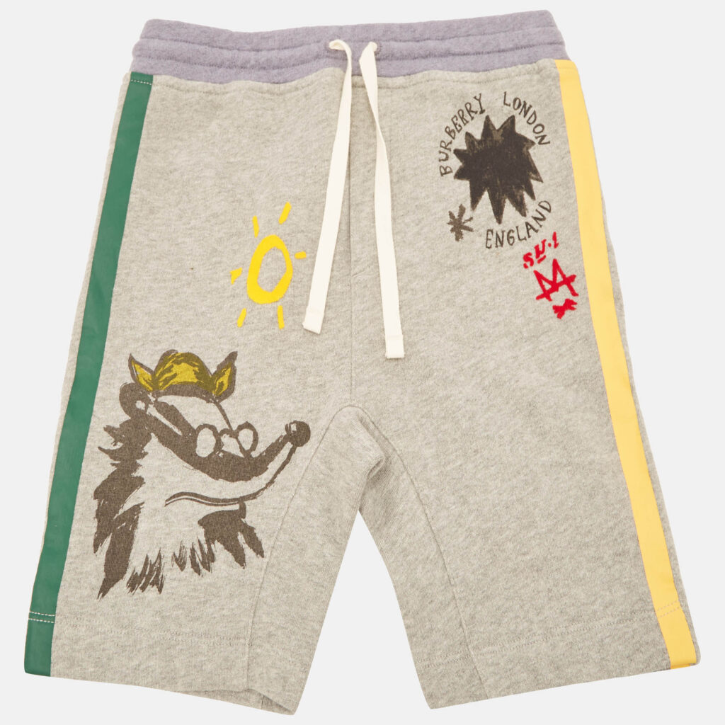 Burberry Kids Grey Printed Cotton Knit Shorts 8 Yrs Burberry Kids Grey Printed Cotton Knit Shorts 8 Yrs