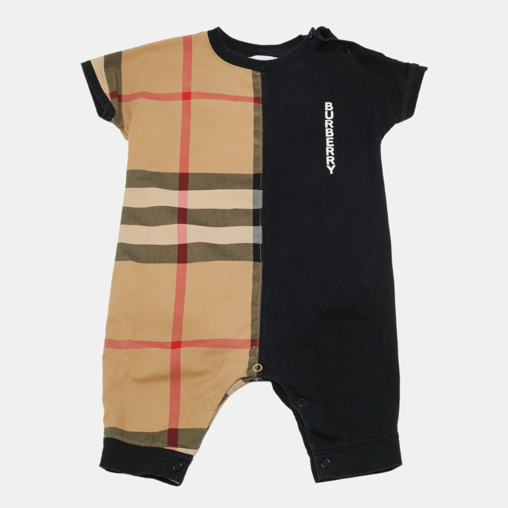Burberry Children Black Half Check Print Cotton Lennox Romer 6 Months Burberry Children Black Half Check Print Cotton Lennox Romer 6 Months