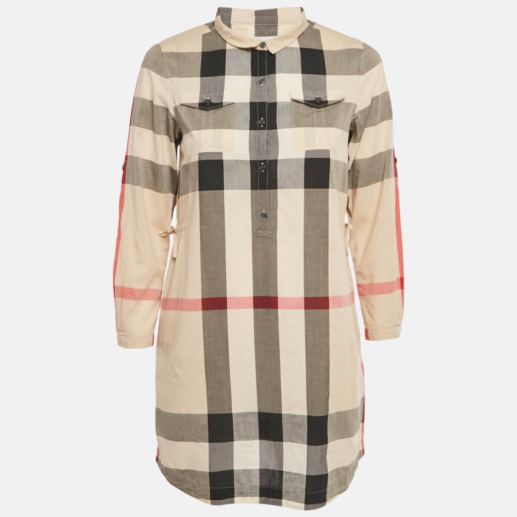 Burberry Children Beige Check Print Cotton Button Front Dress 14Yrs Burberry Children Beige Check Print Cotton Button Front Dress 14Yrs