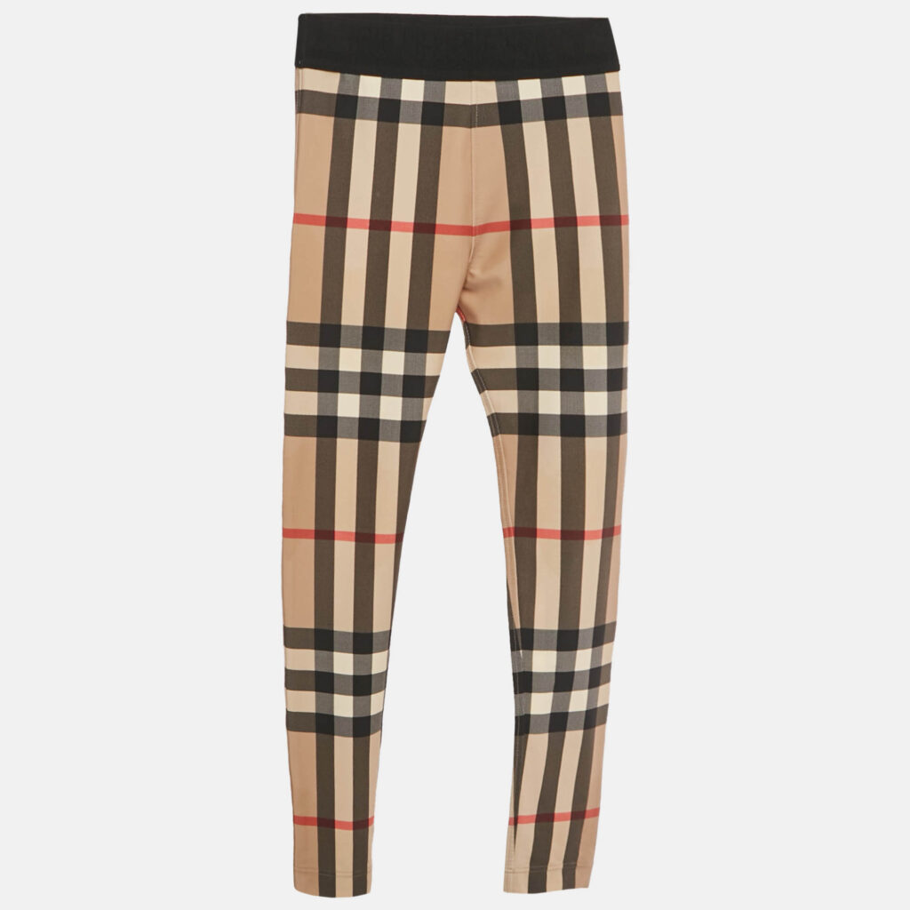Burberry Children Beige IP Check Jersey Logo Waist Band Leggings 12Yrs