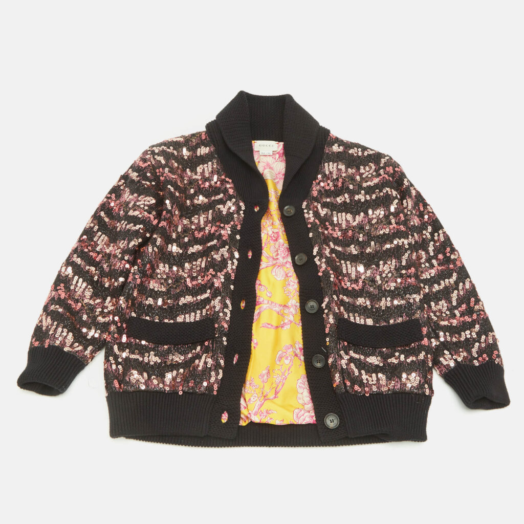 Gucci Kids Black /Print Tiger Sequins Cardigan 8Yrs Gucci Kids Black /Print Tiger Sequins Cardigan 8Yrs