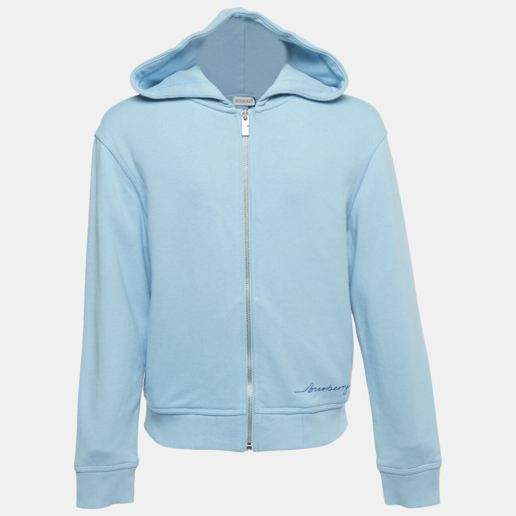 Burberry Kids Blue Cotton Zip-Up Hoodie 12Yrs Burberry Kids Blue Cotton Zip-Up Hoodie 12Yrs