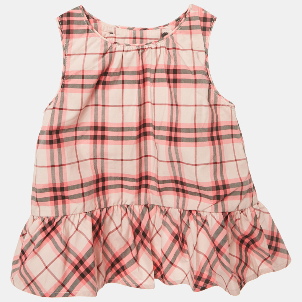 Burberry Children Pink Checks Cotton Mini Dress 12M Burberry Children Pink Checks Cotton Mini Dress 12M