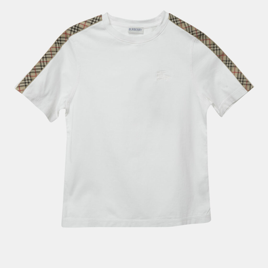 Burberry Kids White Checks Patch Print Jersey T-Shirt 8Yrs Burberry Kids White Checks Patch Print Jersey T-Shirt 8Yrs