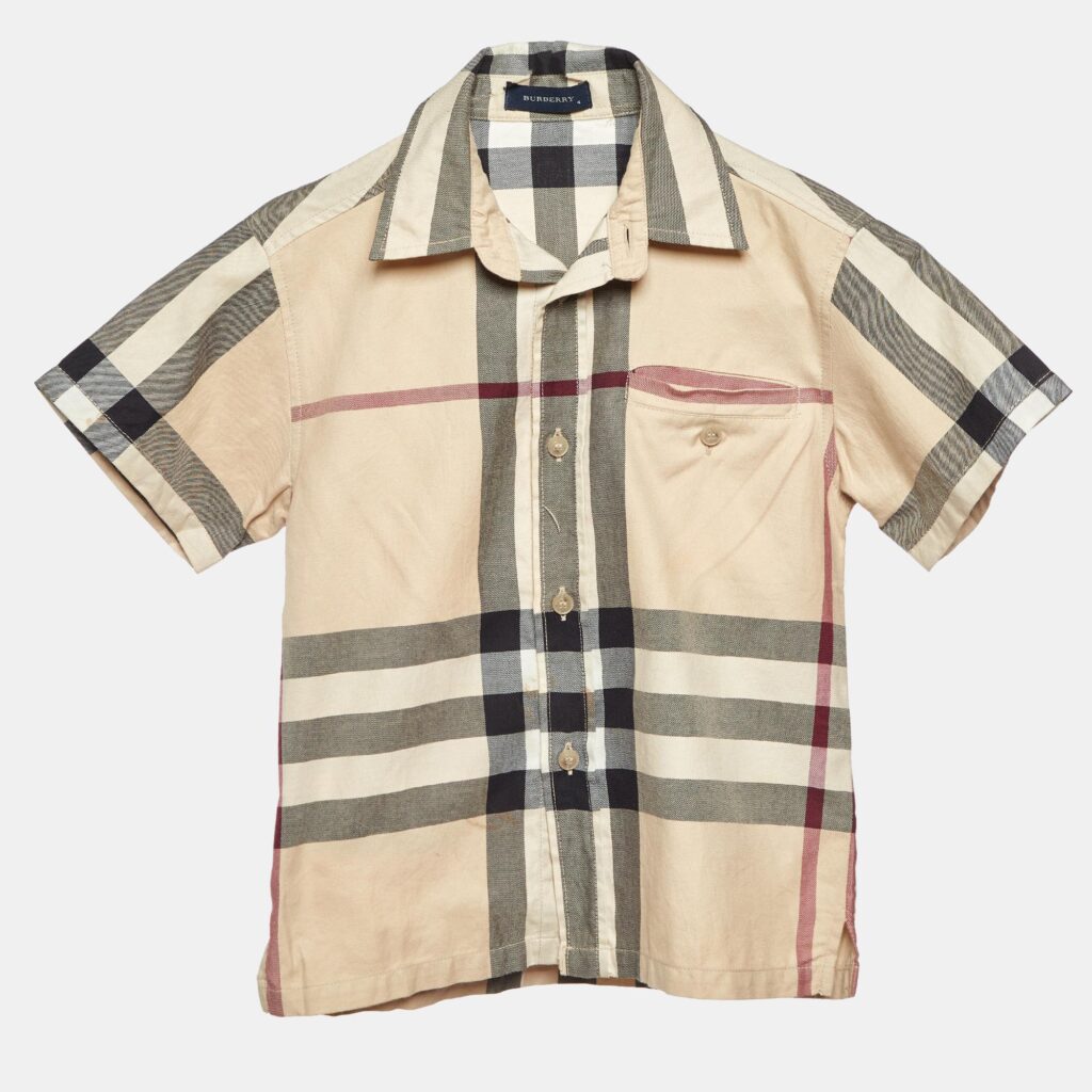 Burberry Beige Tartan Cotton Button Front Kids Shirt 4 Yrs Burberry Beige Tartan Cotton Button Front Kids Shirt 4 Yrs