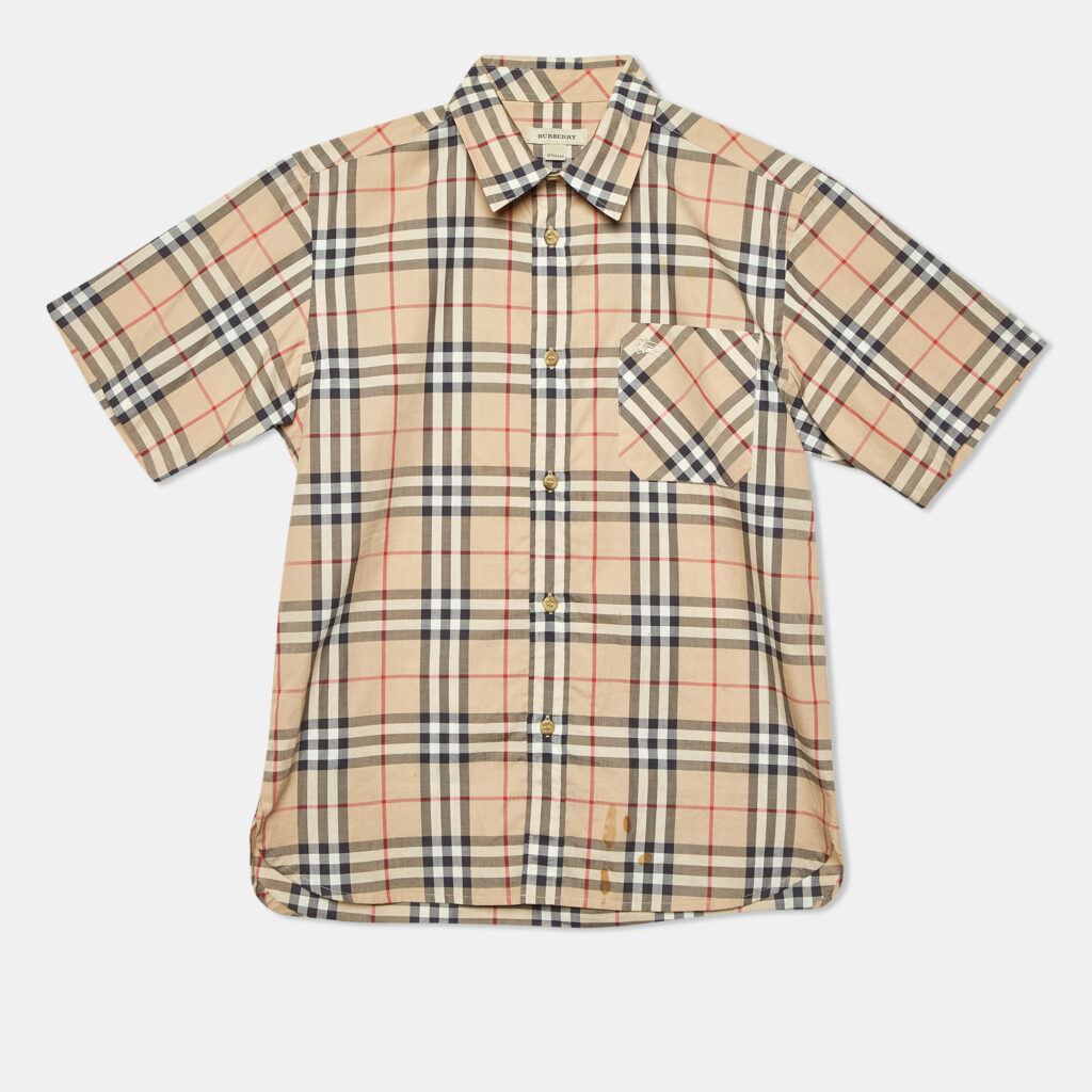 Burberry Kids Beige Tartan Check Cotton Button Front Shirt 12 Yrs Burberry Kids Beige Tartan Check Cotton Button Front Shirt 12 Yrs