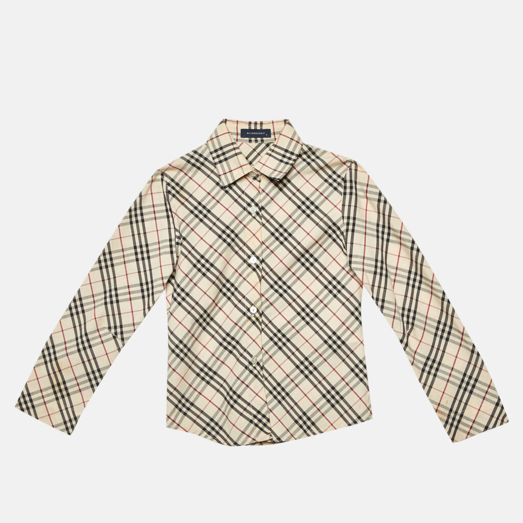 Burberry Kids Beige Vintage Checked Cotton Shirt Size 6 Yrs Burberry Kids Beige Vintage Checked Cotton Shirt Size 6 Yrs