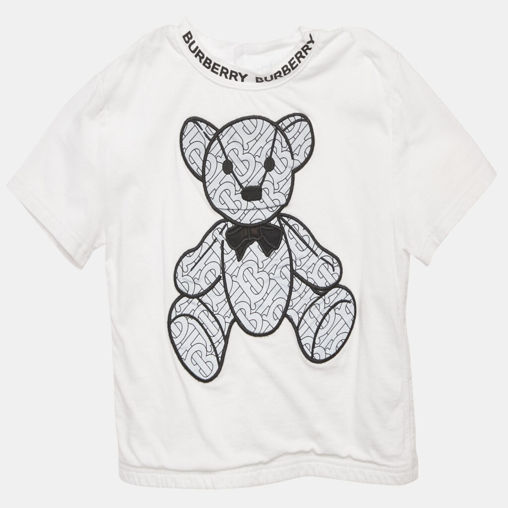 Burberry Kids White Cotton Thomas Bear Applique Detail T-Shirt 18M Burberry Kids White Cotton Thomas Bear Applique Detail T-Shirt 18M