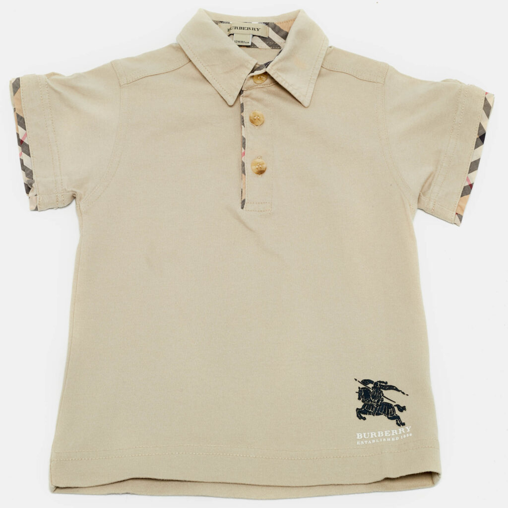 Burberry Kids Beige Cotton Jersey Polo T-Shirt 12M