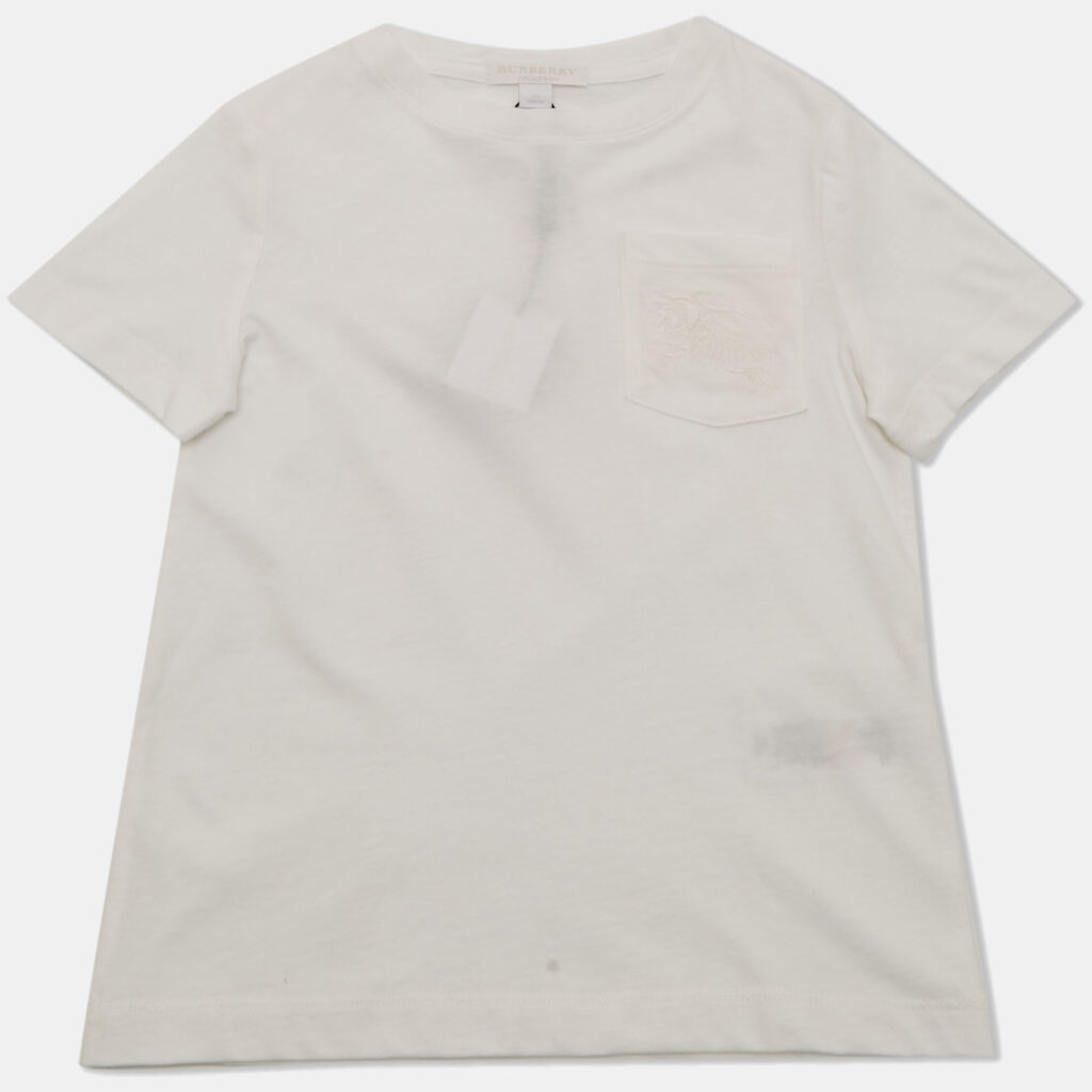 Burberry Children White Logo Embroidered Jersey T-Shirt 5 Yrs