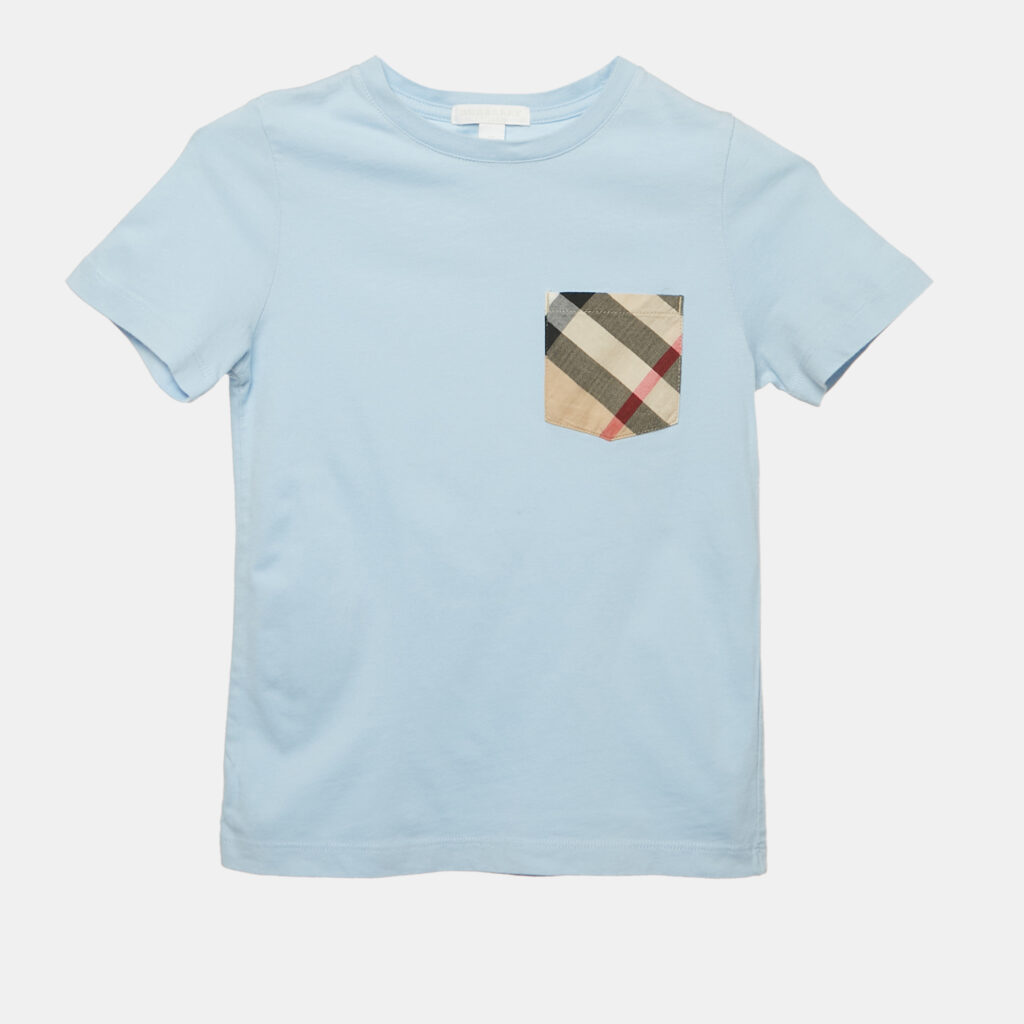 Burberry Children Blue Nova Checks Pocket T-Shirt 5 Yrs Burberry Children Blue Nova Checks Pocket T-Shirt 5 Yrs