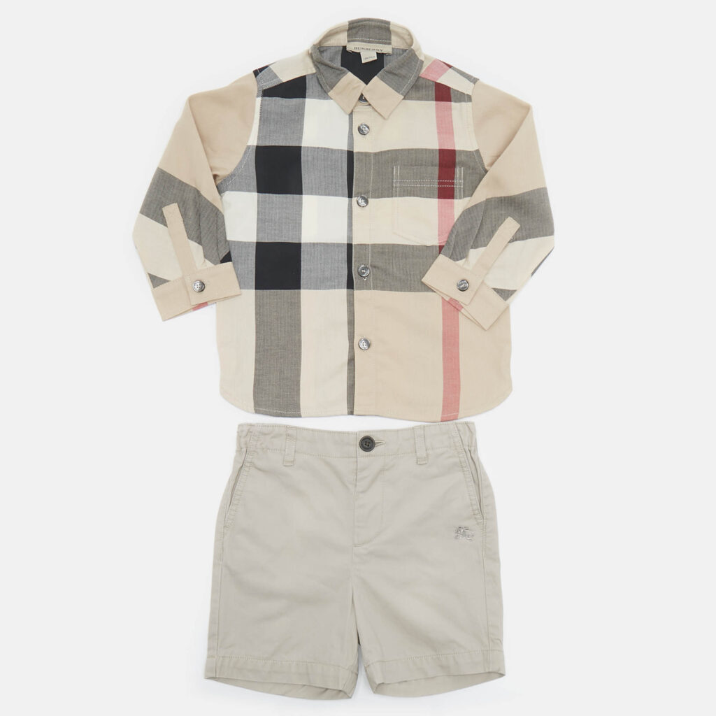 Burberry Children Blue/Beige Cotton 3 Piece Set 12M