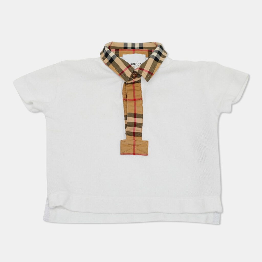 Burberry Kids White Checks Cotton Polo T-Shirt 6M Burberry Kids White Checks Cotton Polo T-Shirt 6M