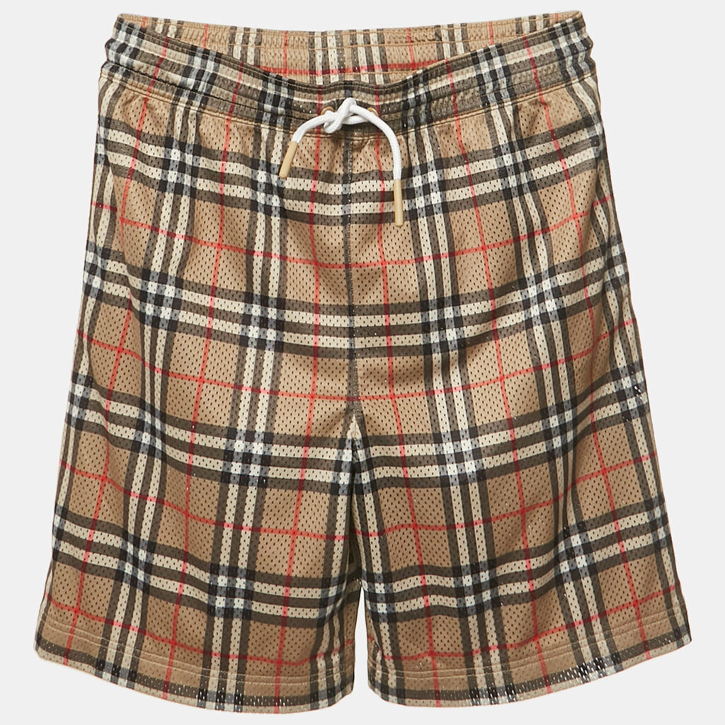 Burberry Brown Checks Mesh Jersey Shorts 14Yrs Burberry Brown Checks Mesh Jersey Shorts 14Yrs