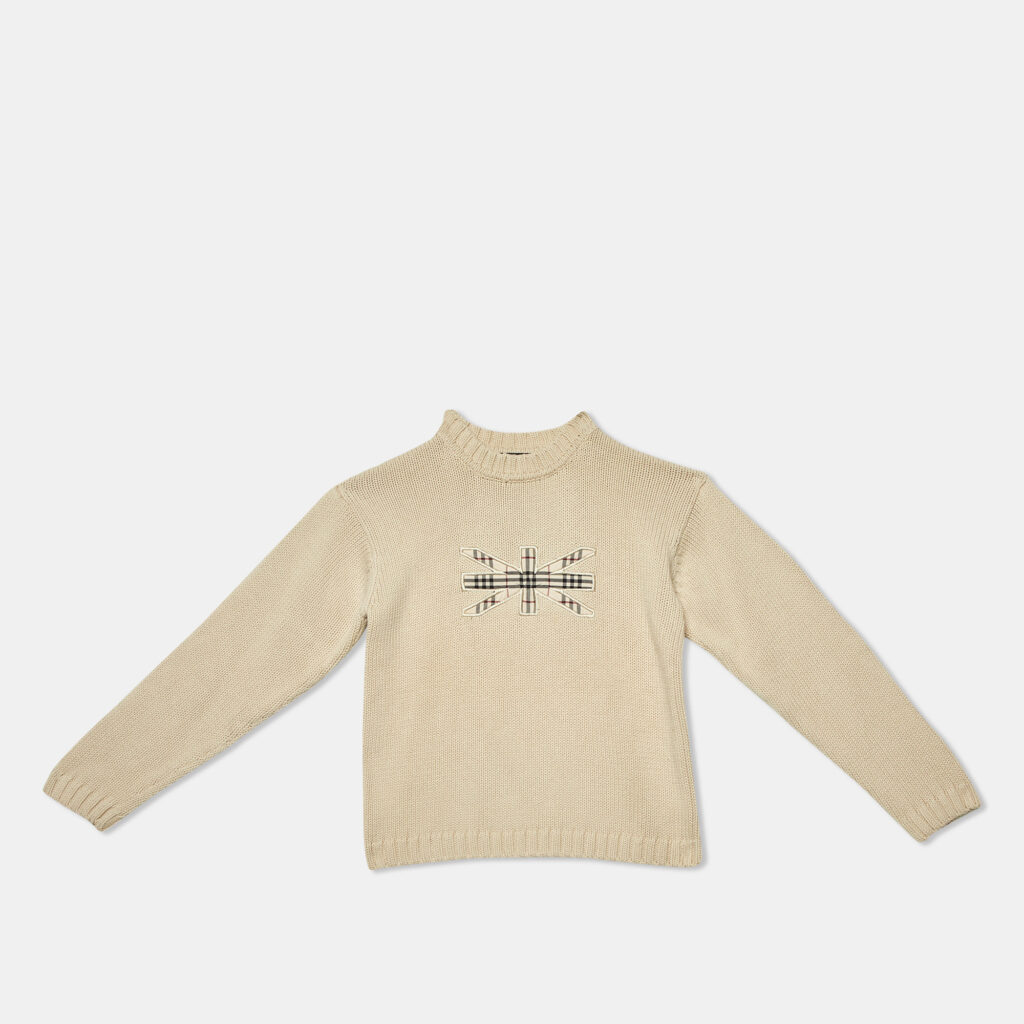 Burberry Beige Embroidered Cotton Full Sleeve Jumper 10 Yrs Burberry Beige Embroidered Cotton Full Sleeve Jumper 10 Yrs