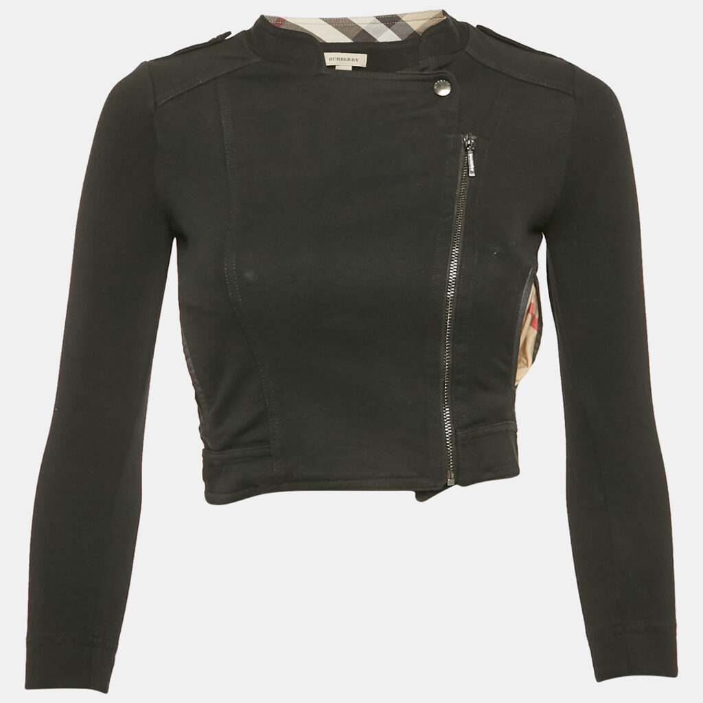 luxury-kids-burberry-used-girls-p1170142-005-1.jpg Burberry Kids Black Cotton Zip Up Jacket 8 Yrs
