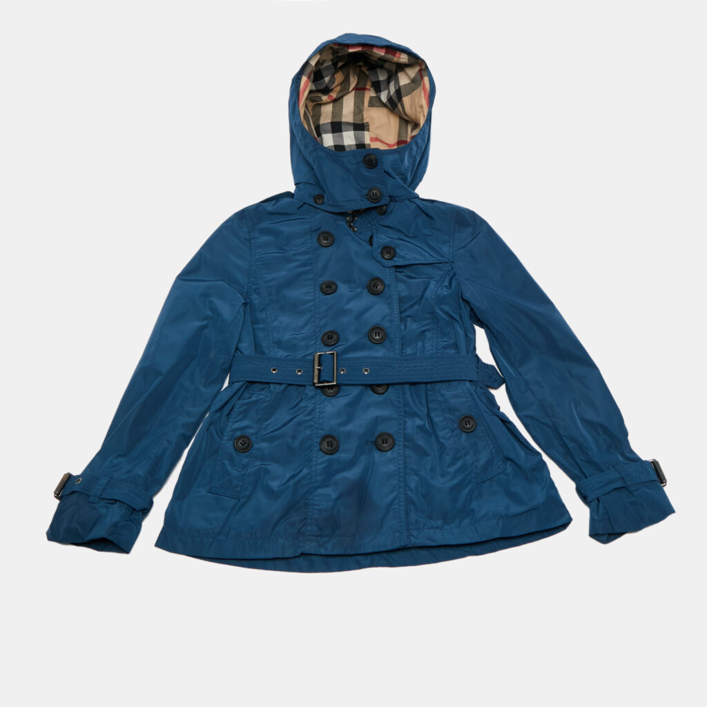 Burberry Children Blue Synthetic Trench Coat 8 Yrs