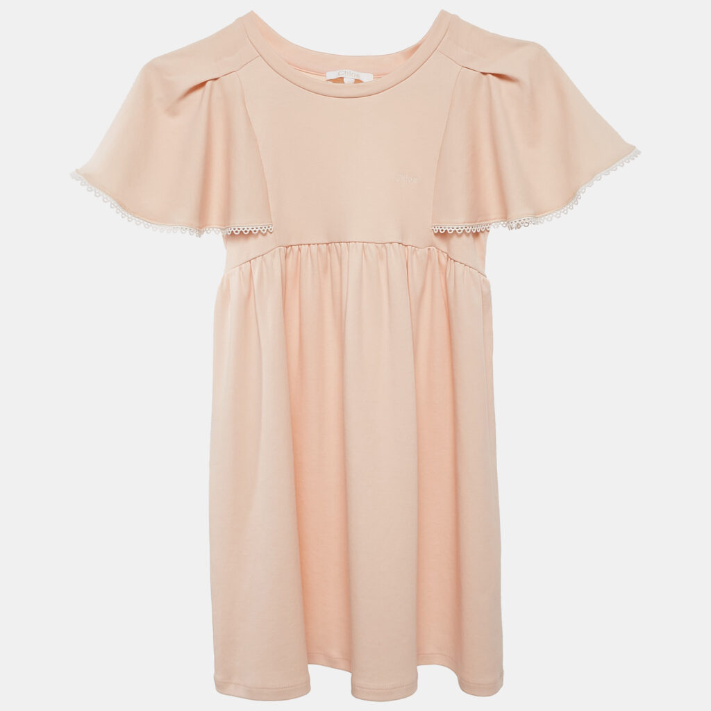 Chloe Kids Pink Guipure Lace Trim Cotton Jersey Dress 8 Yrs Chloe Kids Pink Guipure Lace Trim Cotton Jersey Dress 8 Yrs