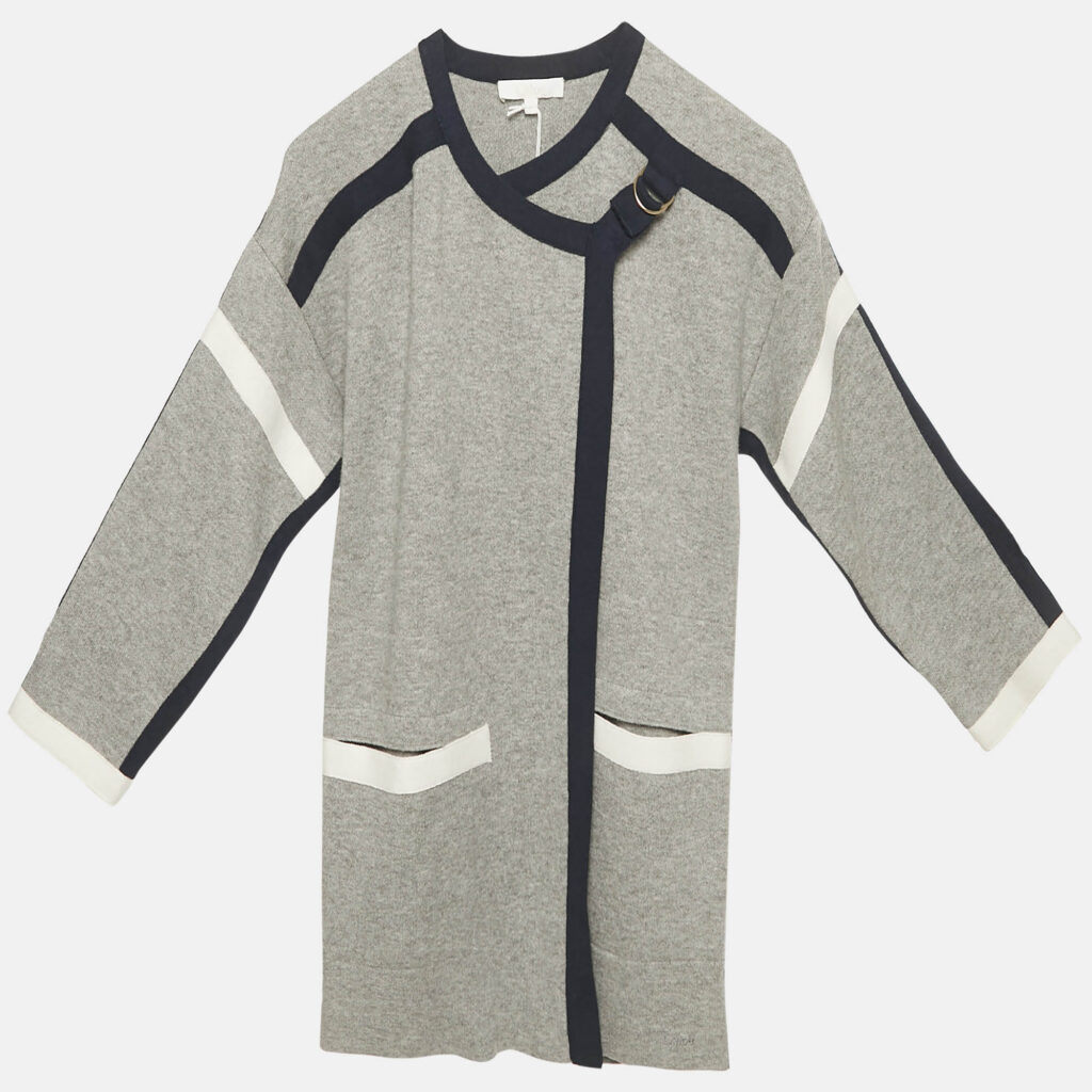 Chloé Kids Grey Knit Crossover Jacket 6Yrs Chloé Kids Grey Knit Crossover Jacket 6Yrs