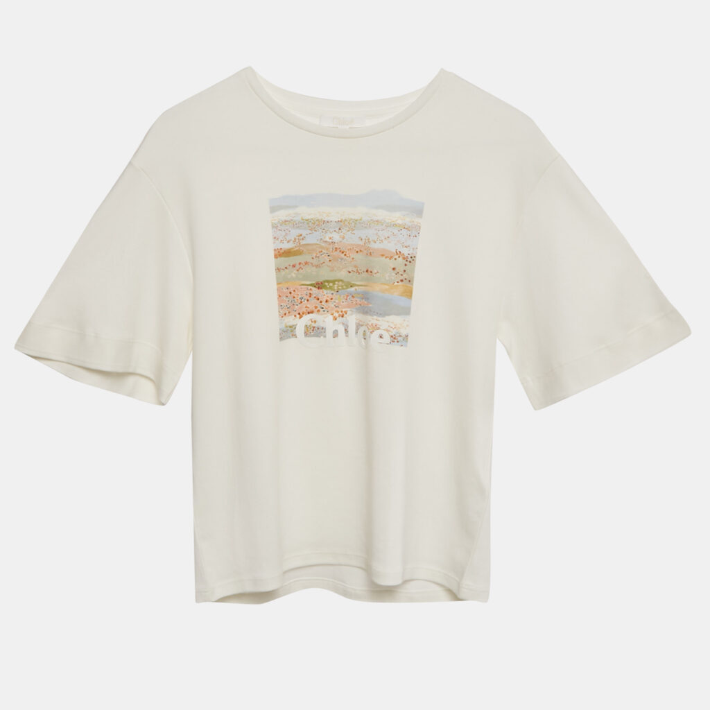 Chloe Kids White Printed Jersey T-Shirt 12 Yrs Chloe Kids White Printed Jersey T-Shirt 12 Yrs