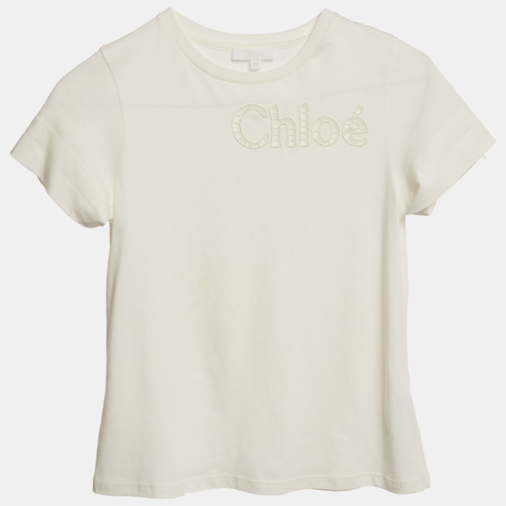 Chloe Kids White Logo Detail Cotton T-shirt 10 Yrs Chloe Kids White Logo Detail Cotton T-shirt 10 Yrs
