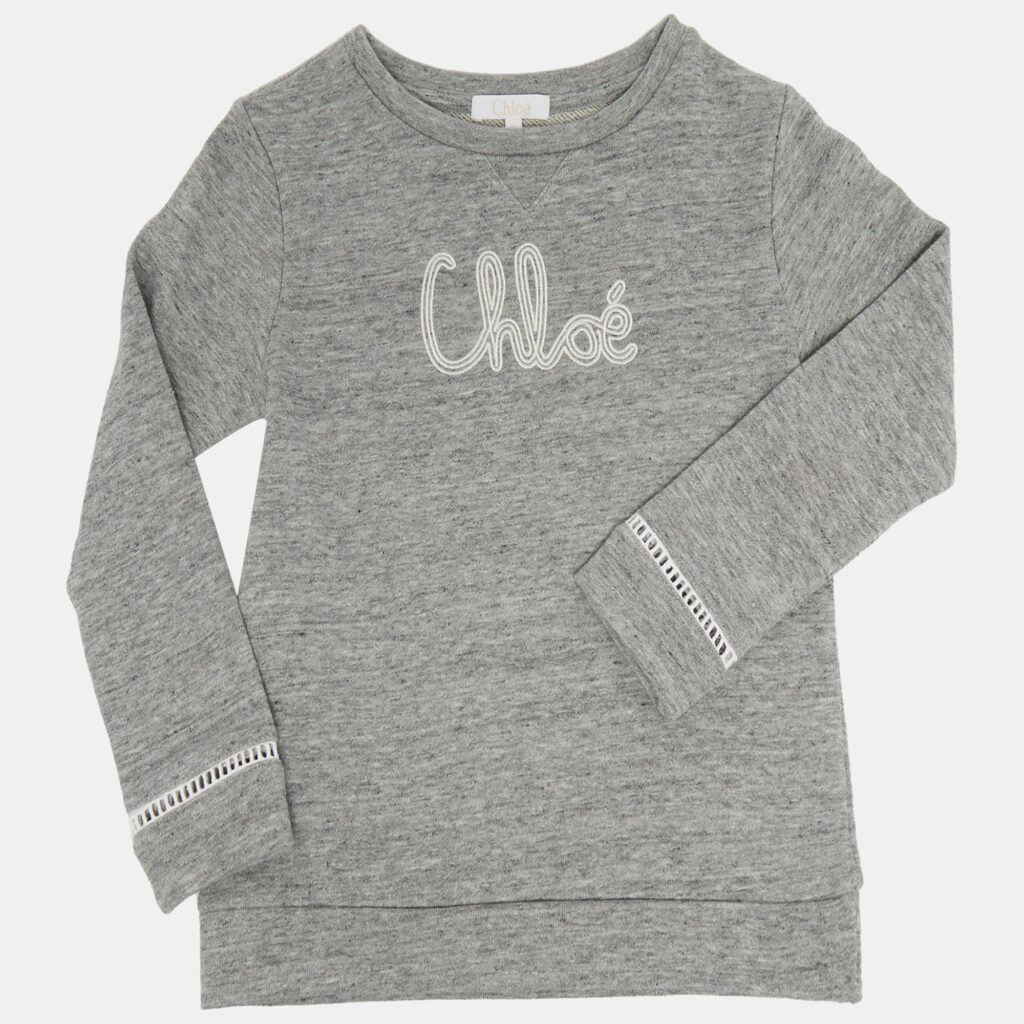 Chloe Kids Grey Logo Embroidered Cotton Sweatpants Set 6 Yrs Chloe Kids Grey Logo Embroidered Cotton Sweatpants Set 6 Yrs