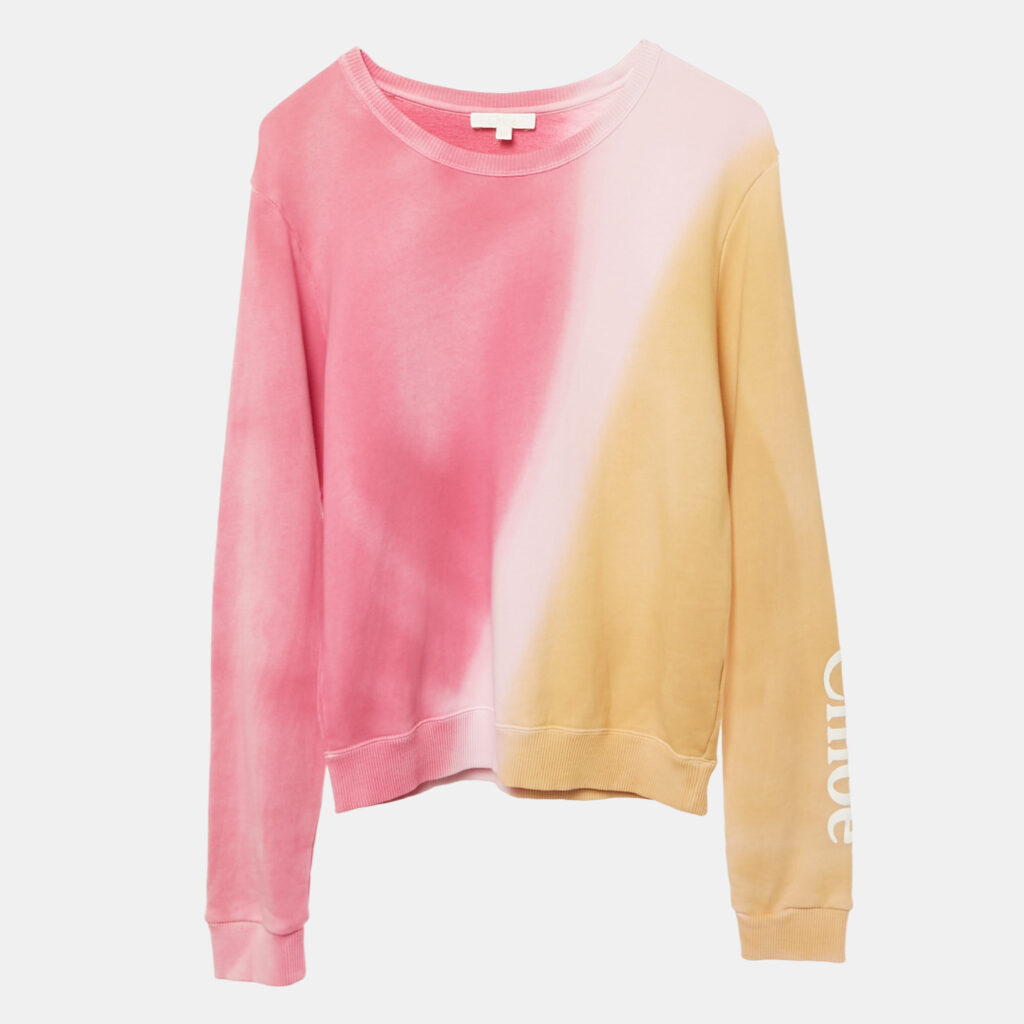 Chloe Pink/Yellow Dyed Cotton Knit Sweatshirt 14Yrs Chloe Pink/Yellow Dyed Cotton Knit Sweatshirt 14Yrs