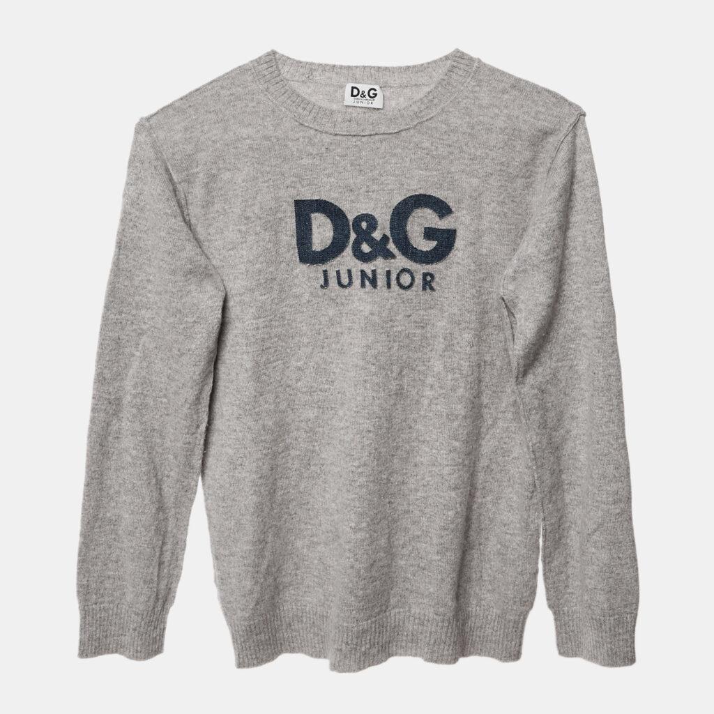 D&G Junior Grey Logo Cashmere Sweater Size 10 Yrs D&G Junior Grey Logo Cashmere Sweater Size 10 Yrs
