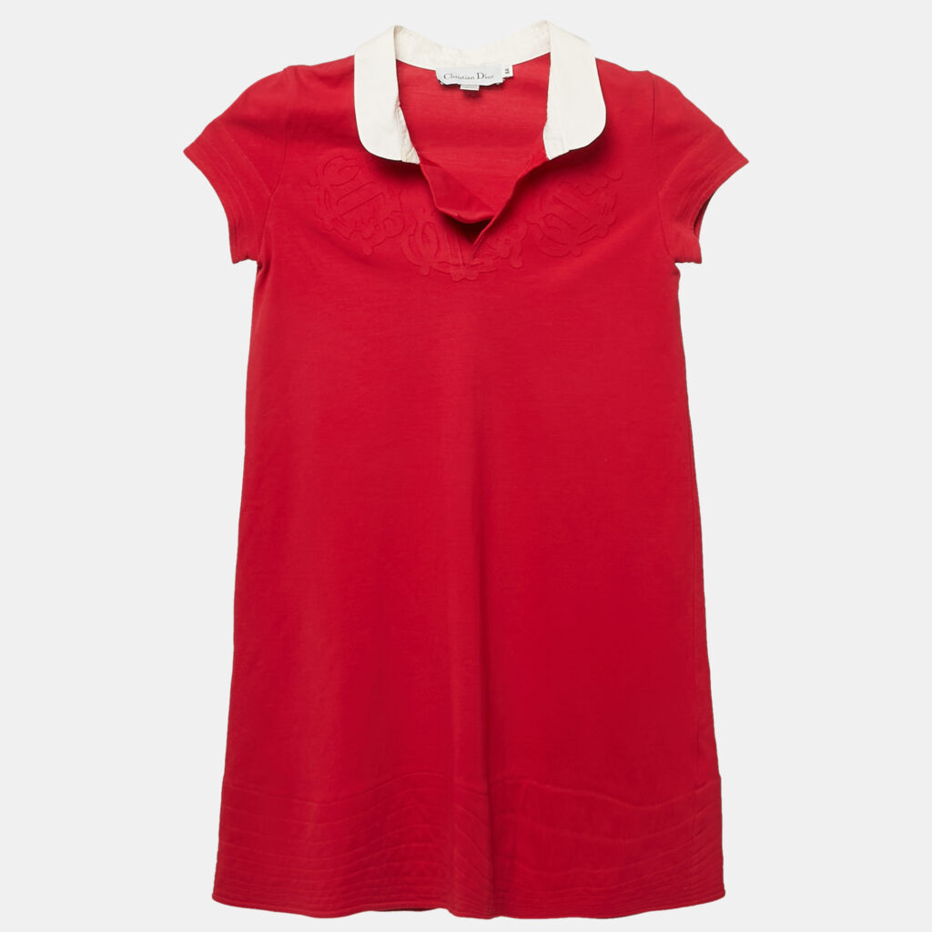 Dior Pink Cotton Pique Knit Emboss Detail Polo Dress 8 Yrs Dior Pink Cotton Pique Knit Emboss Detail Polo Dress 8 Yrs