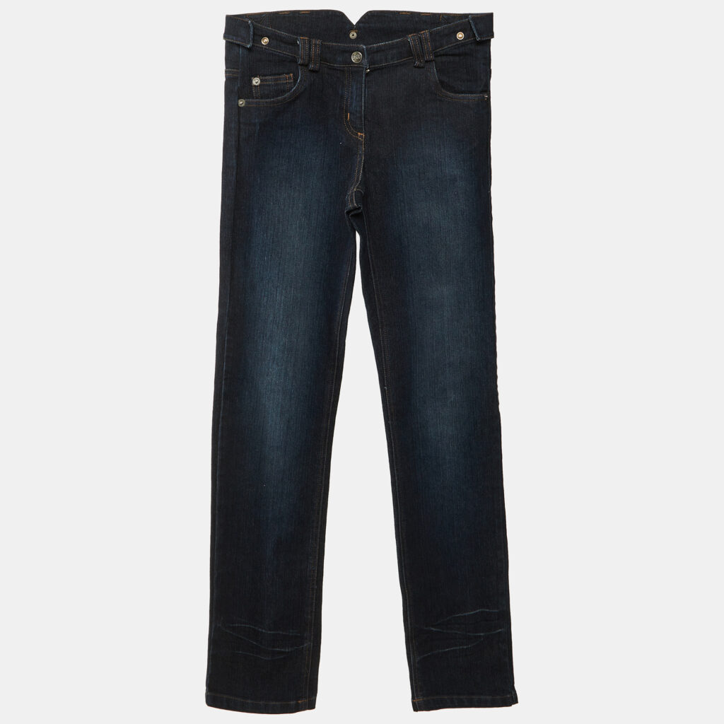 Christian Dior Kids Dark Blue Logo Embroidered Denim Straight Fit Jeans 10 Yrs Waist 25" Christian Dior Kids Dark Blue Logo Embroidered Denim Straight Fit Jeans 10 Yrs Waist 25"