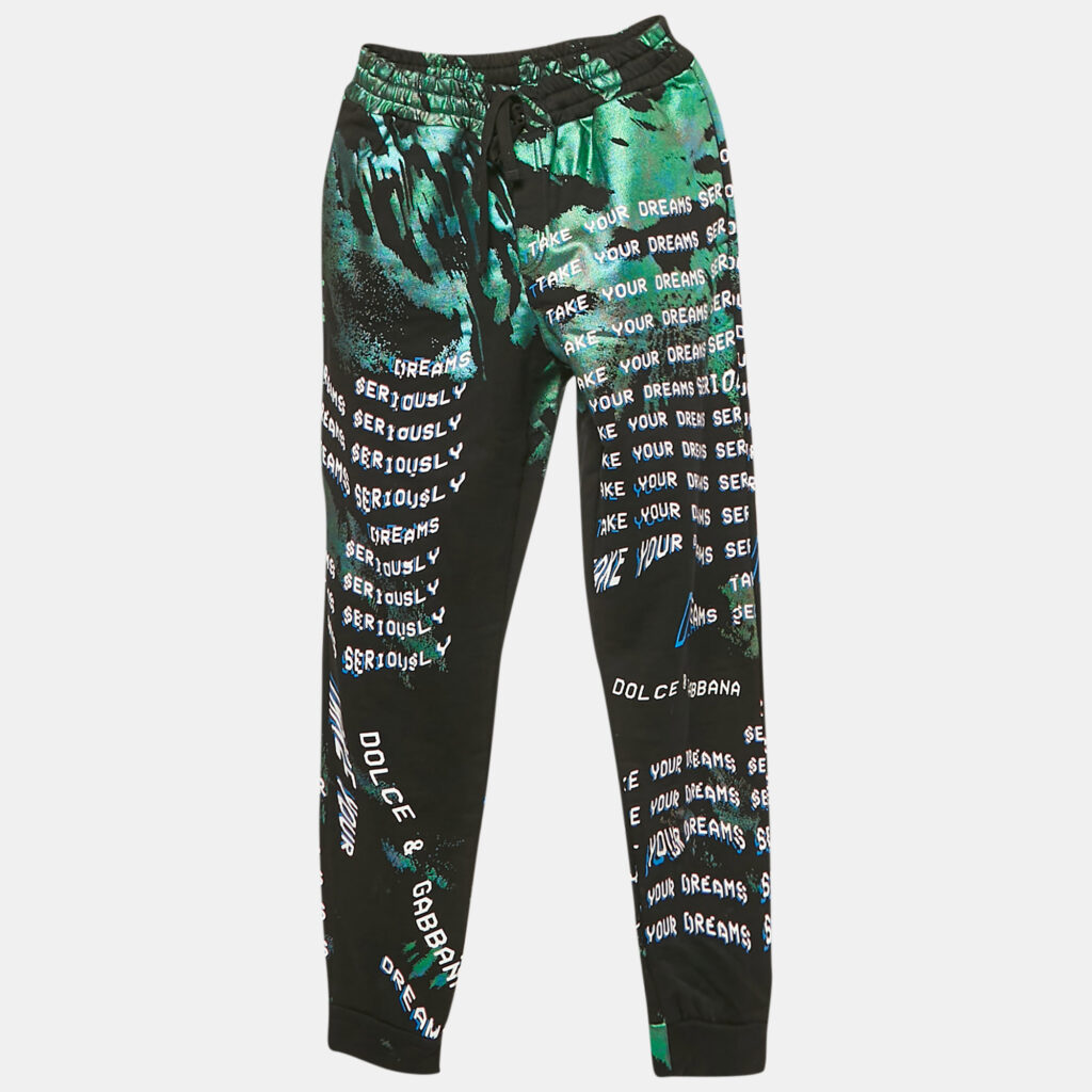 Dolce & Gabbana Kids Black/Green Foil Print Sweatpants 11/12 Yrs Dolce & Gabbana Kids Black/Green Foil Print Sweatpants 11/12 Yrs