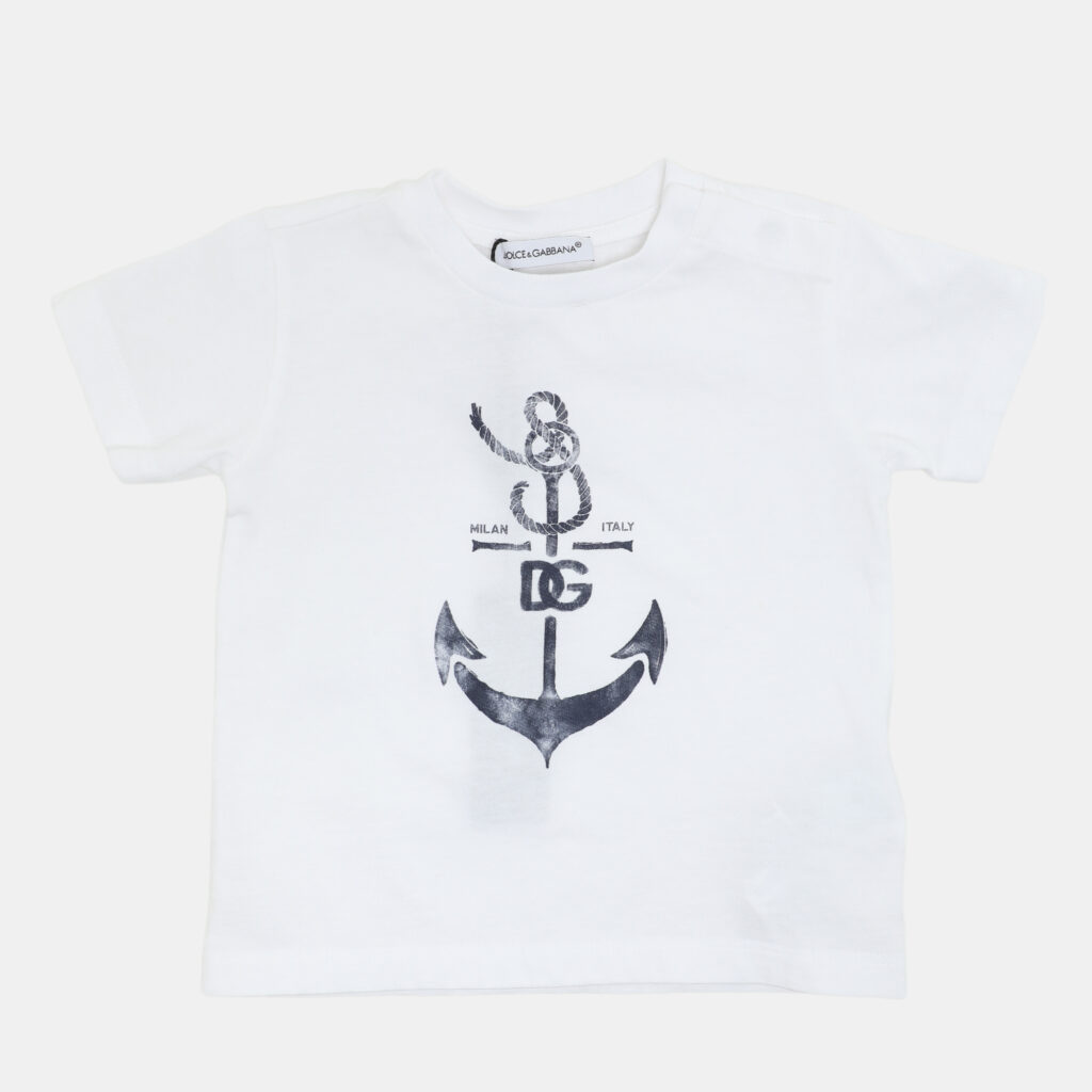 Dolce & Gabbana White Jersey Anchor Print T-Shirt 6-9 Month