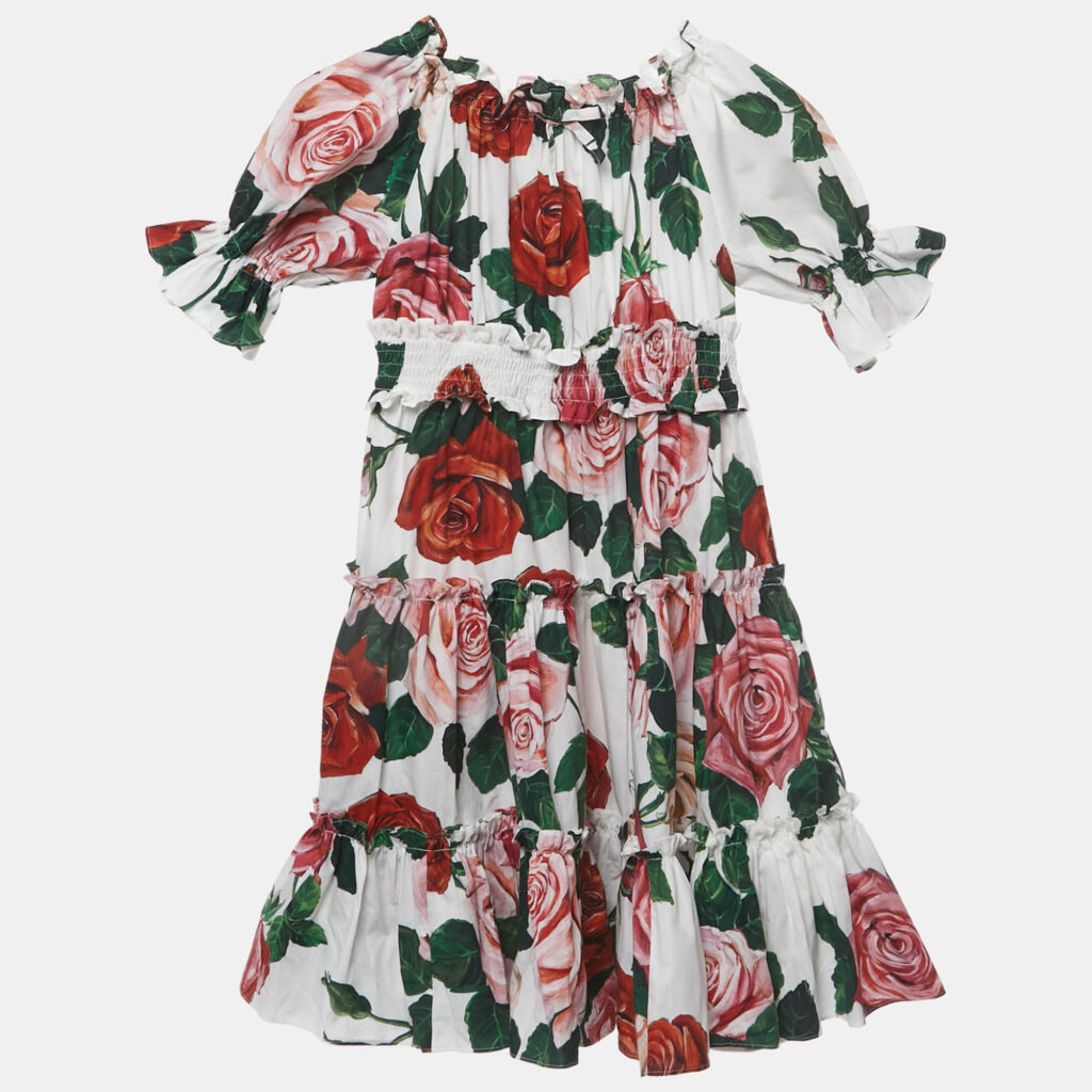 Dolce & Gabbana Kids White Floral Print Cotton Dress 5 Yrs Dolce & Gabbana Kids White Floral Print Cotton Dress 5 Yrs