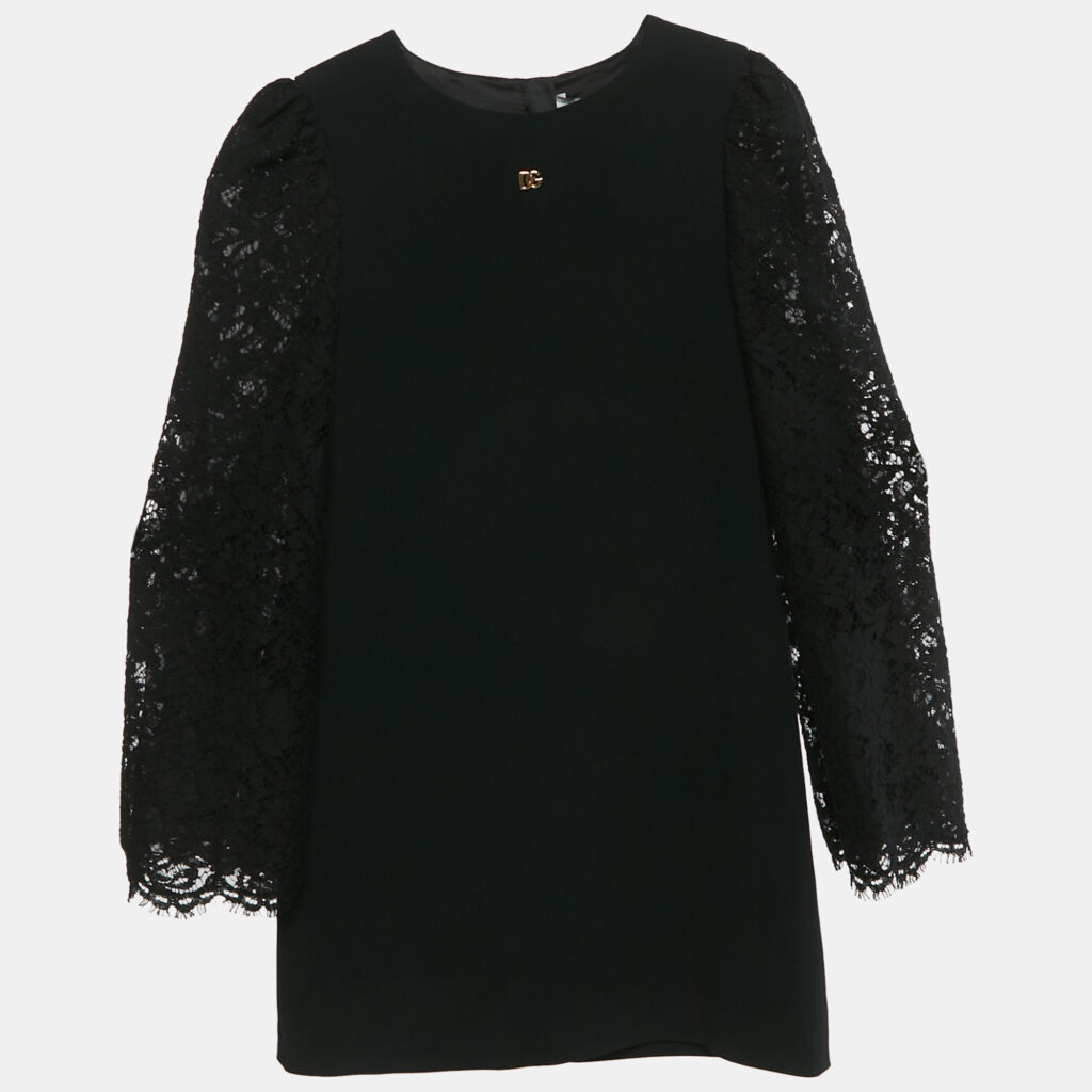 Dolce & Gabbana Kids Black Lace and Crepe Mini Dress 11/12Yrs
