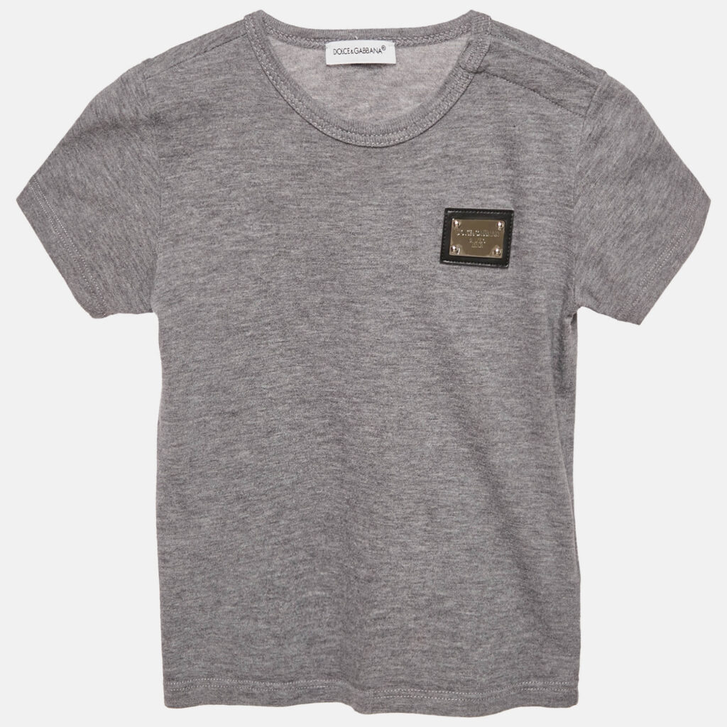 Dolce & Gabbana Kids Grey Cotton Crew Neck T-Shirt 18-24 M Dolce & Gabbana Kids Grey Cotton Crew Neck T-Shirt 18-24 M