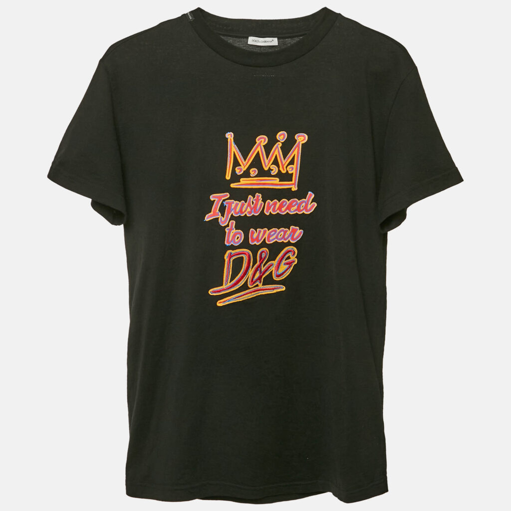 Dolce & Gabbana Kids Black Printed Crewneck T-Shirt 11/12 Yrs