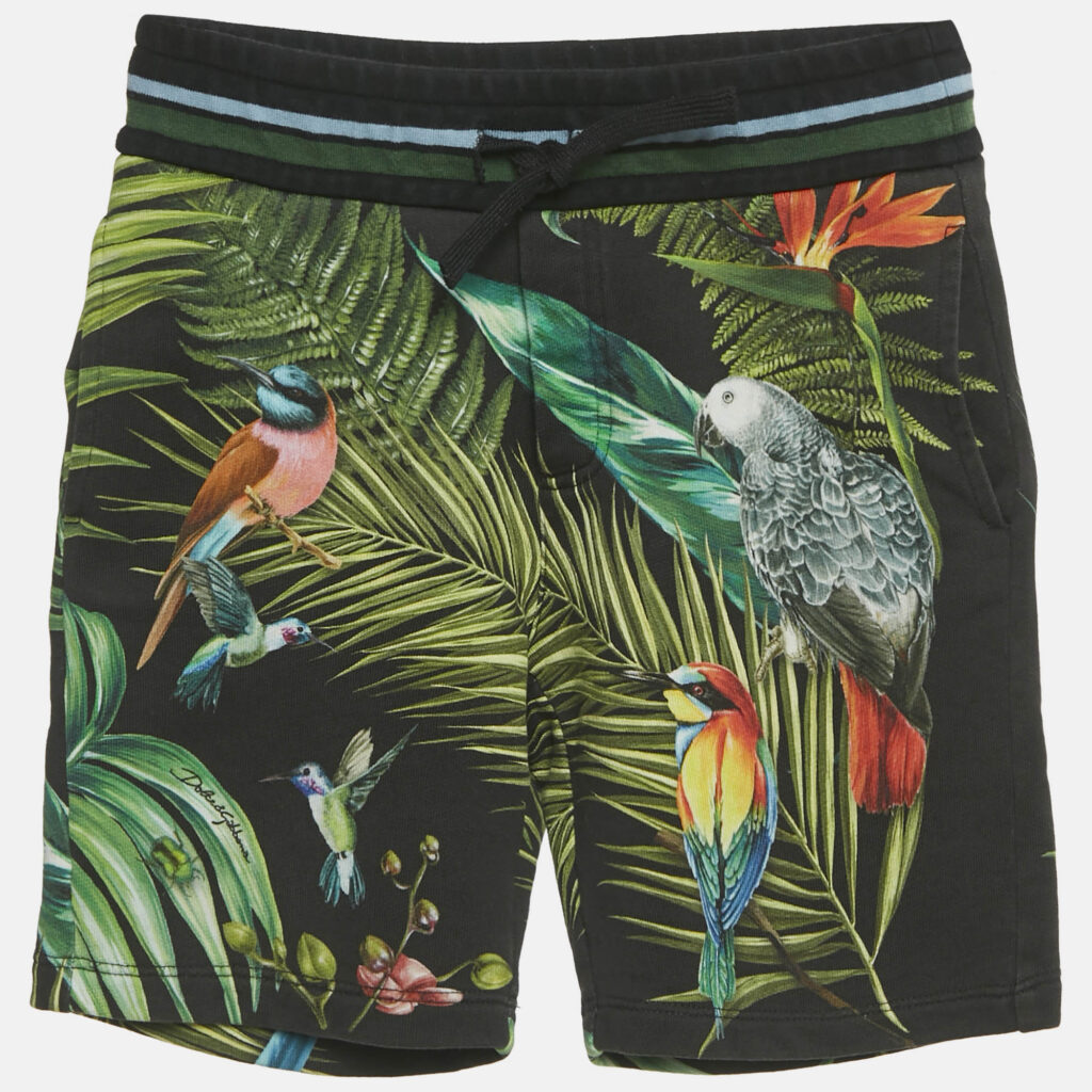 Dolce & Gabbana Kids Black Tropical Print Cotton Shorts 6Yrs Dolce & Gabbana Kids Black Tropical Print Cotton Shorts 6Yrs