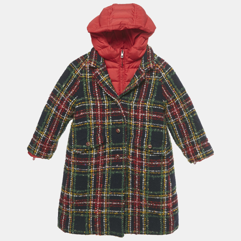 Dolce & Gabbana Blue/Red Plaid Wool and Synthetic Detachable Down Coat 5 Yrs Dolce & Gabbana Blue/Red Plaid Wool and Synthetic Detachable Down Coat 5 Yrs