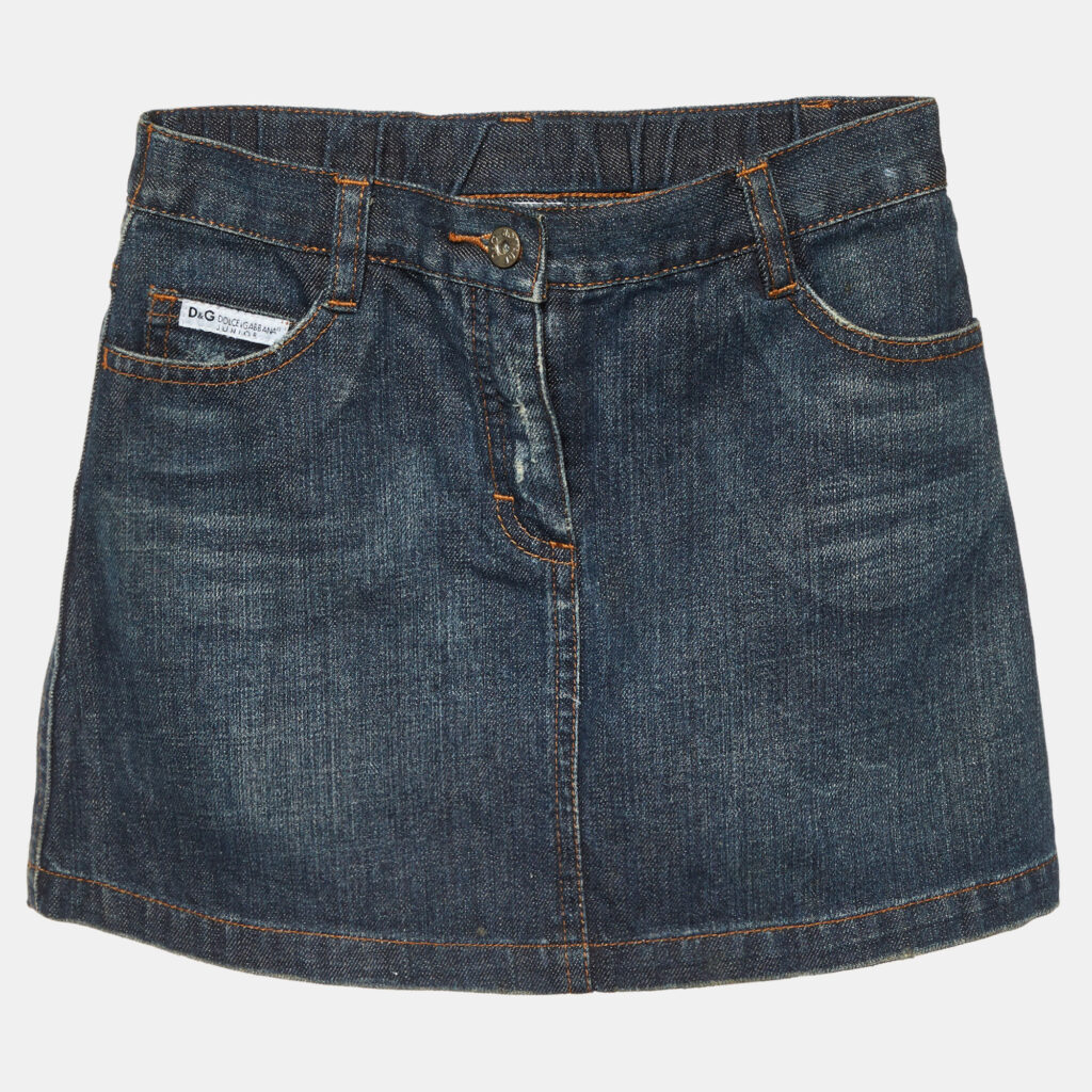 D&G Junior Blue Floral Logo Embroidered Denim Skirt 6 Yrs D&G Junior Blue Floral Logo Embroidered Denim Skirt 6 Yrs