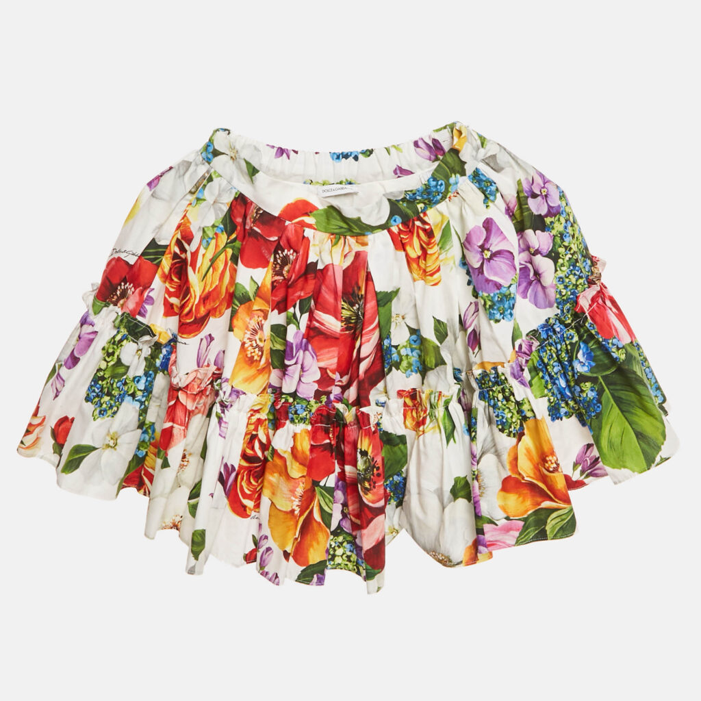 Dolce & Gabbana Kids Multicolor Floral Print Cotton Tiered Skirt 6 Yrs Dolce & Gabbana Kids Multicolor Floral Print Cotton Tiered Skirt 6 Yrs