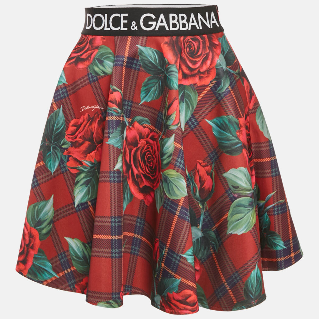 Dolce & Gabbana Brown Floral Print Jersey Mini Skirt 12 Yrs Dolce & Gabbana Brown Floral Print Jersey Mini Skirt 12 Yrs