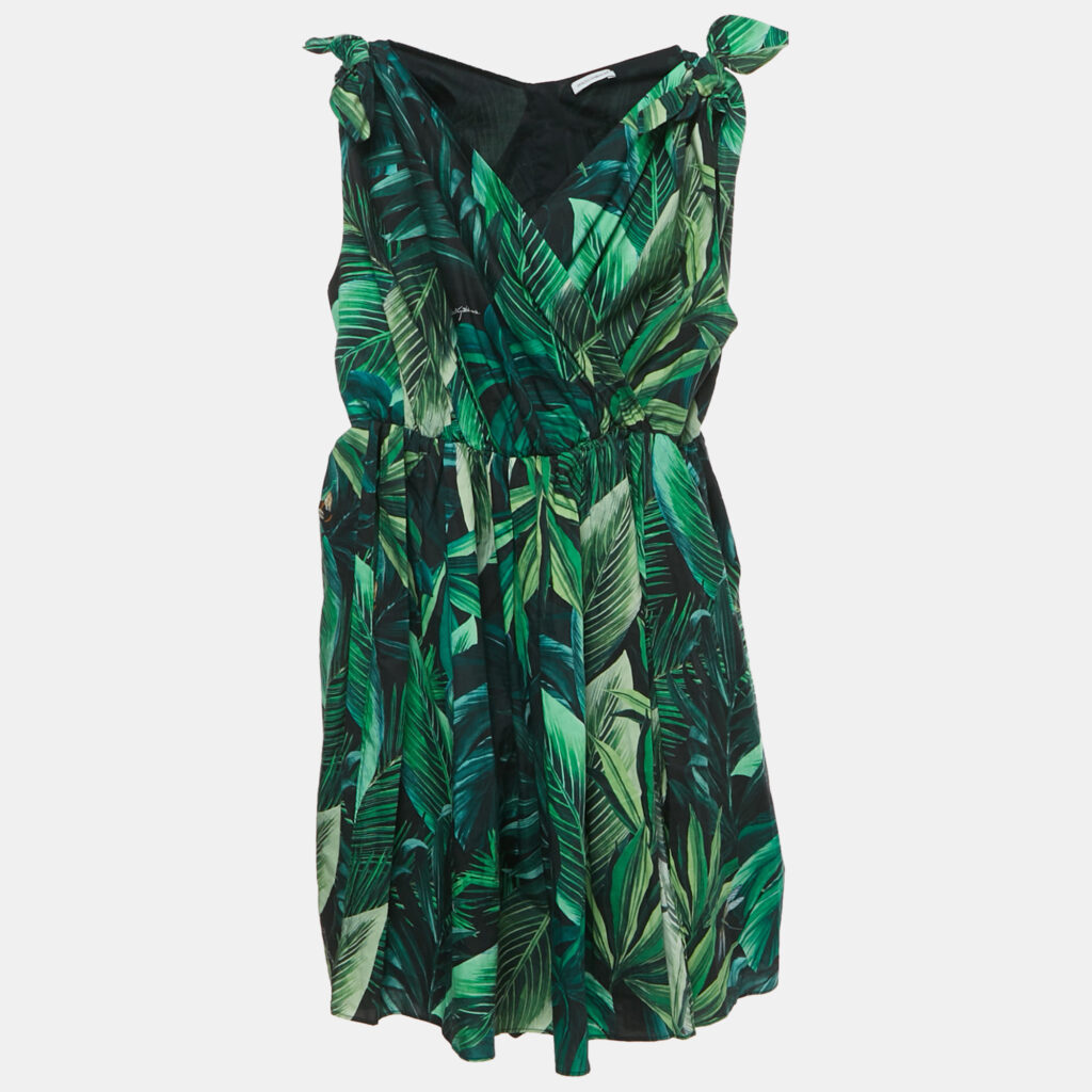 Dolce & Gabbana Kids Green Tropical Print Cotton Slit Dress Set 11/12 Yrs Dolce & Gabbana Kids Green Tropical Print Cotton Slit Dress Set 11/12 Yrs