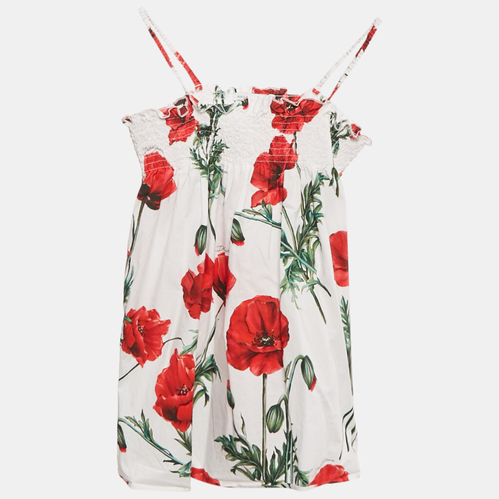 Dolce & Gabbana White Poppy Print Cotton Happy Garden Dress 5 Yrs Dolce & Gabbana White Poppy Print Cotton Happy Garden Dress 5 Yrs