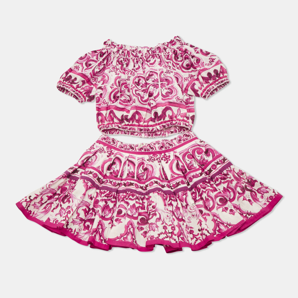 Dolce & Gabbana Kids Majolica Print Cotton Top & Skirt Set 5/4 Yrs Dolce & Gabbana Kids Majolica Print Cotton Top & Skirt Set 5/4 Yrs