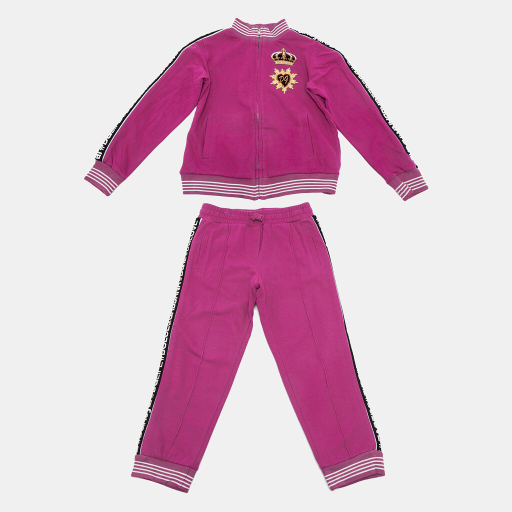 Dolce & Gabbana Kids Pink Logo Trim Cotton Jacket and Pants Set 6Yrs Dolce & Gabbana Kids Pink Logo Trim Cotton Jacket and Pants Set 6Yrs