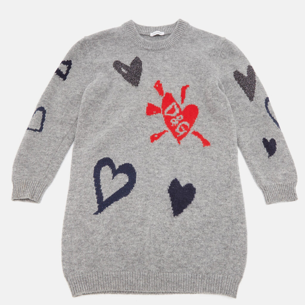 Dolce & Gabbana Grey Intarsia Wool Knit Sweater 6Yrs Dolce & Gabbana Grey Intarsia Wool Knit Sweater 6Yrs